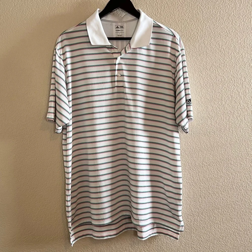 Adidas Clima Cool Striped Golf Polo Size Large
